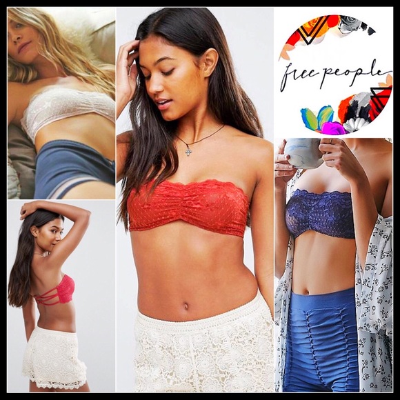 FREE PEOPLE RED LACE BRALETTE BOHO BANDEAU BRA A2C - Picture 8 of 8